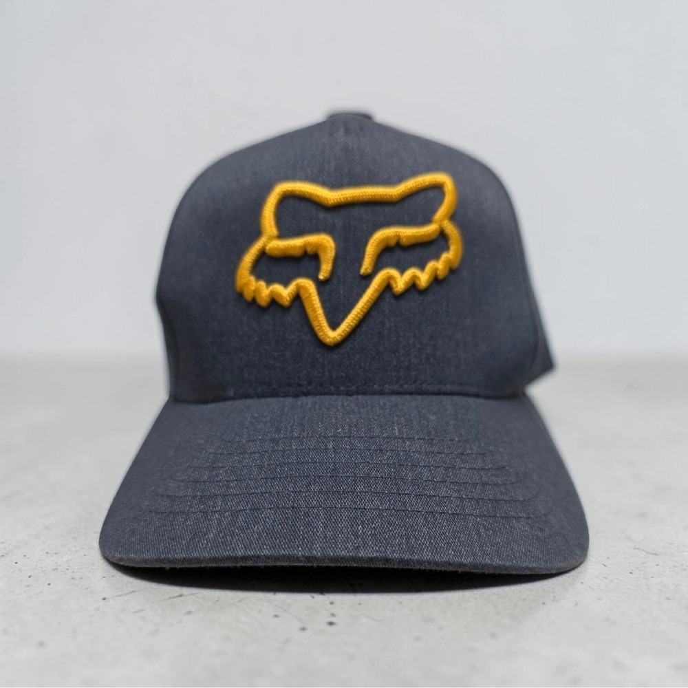 Fox Racing Snapback Hat Cap Mens OSFA Navy Blue Gold Motorcross Logo Skate Moto